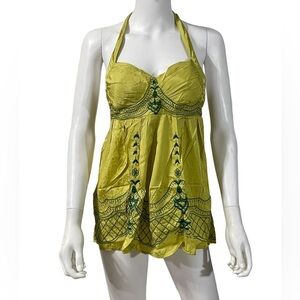 Do & Be Green Floral Sexy Halter Top Size S